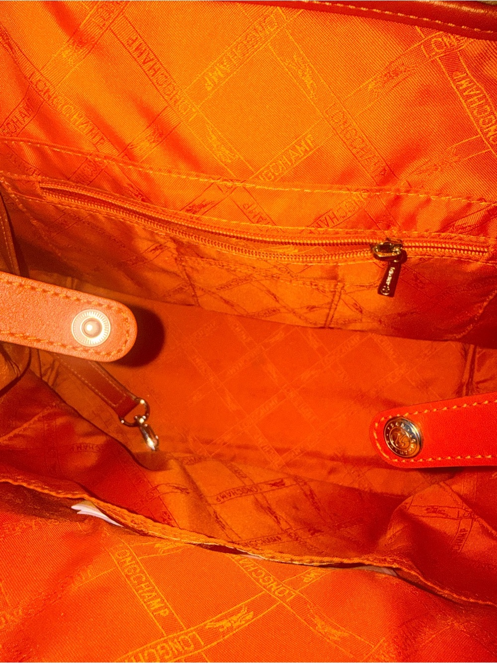 Longchamp Orange Leather Top-Handle Tote bag - Picture 4 of 9